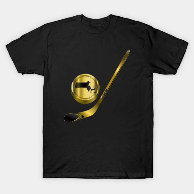 NHL - MA Gold Black Stick and Puck T-Shirt by geodesyn